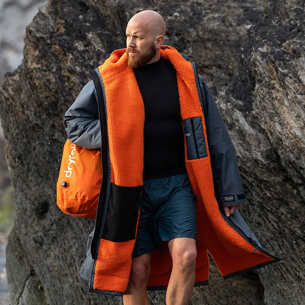 dryrobe Advance Long Sleeve Changing Robe - Dark Grey / Orange Extra Image 7